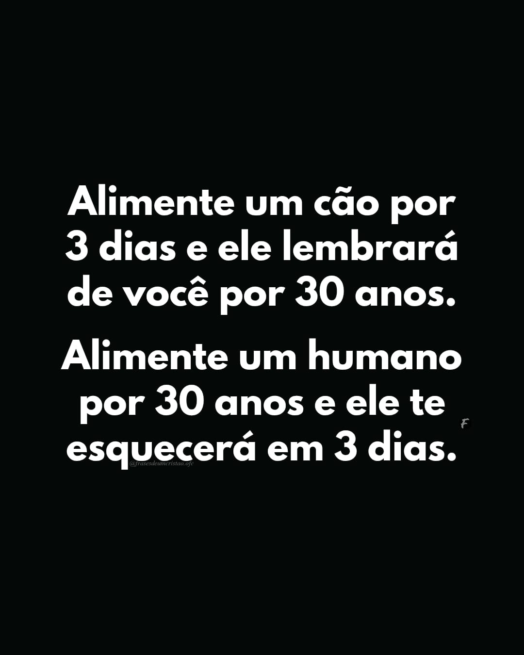 Alimente um cão por 3 dias e ele lembrará de você por 30 anos. Alimente um humano por 30 anos e ele te esquecerá em 3 dias.